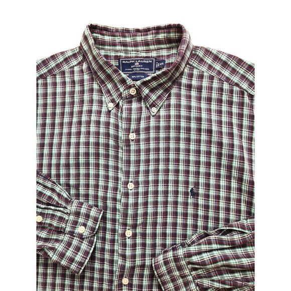 Vtg Ralph Lauren Polo Sport Men 2XL Pony Logo Flannel button up Plaid multicolor - Picture 1 of 8
